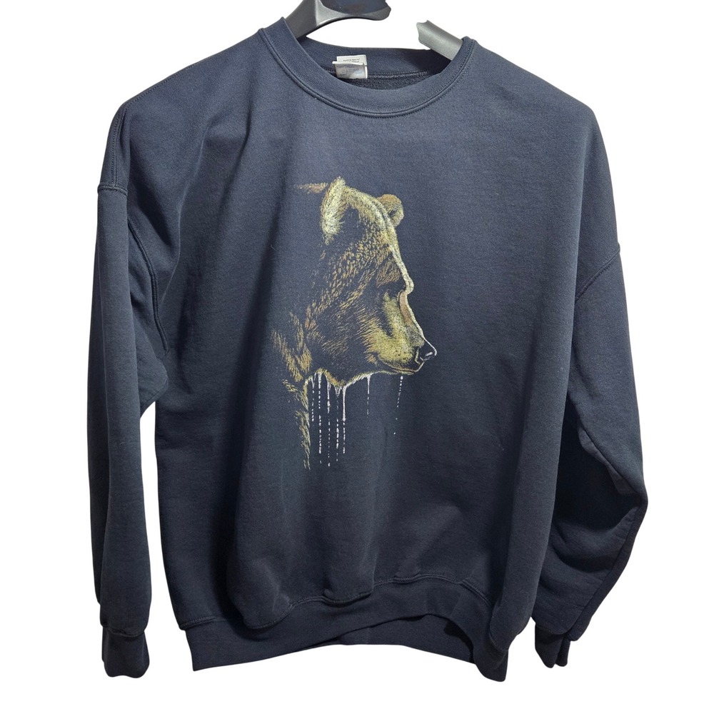 Vintage Gildan‎ Ultra Blend Black Grizzly Bear Graphic Sweatshirt Mens 2XL